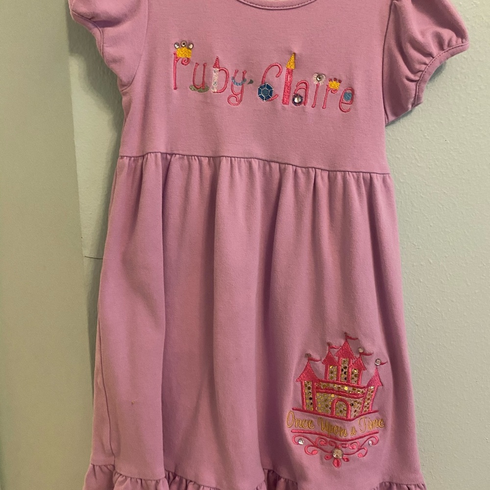 Ruby Claire Appliquéd Monogramed Princess Dress